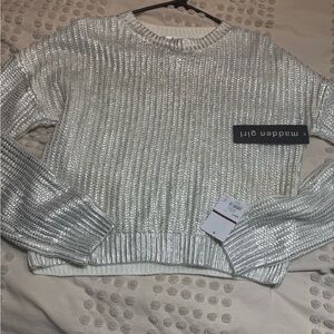 Madden Girl Metallic Silver Sweater